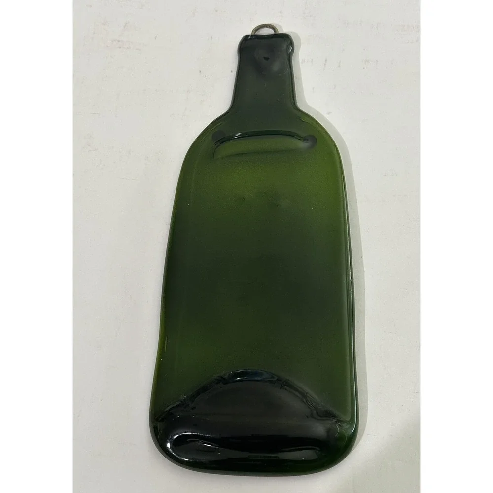 Compressed Flat Green Glass Wine Bottle With Utensil Rest‎ Cheese Ganz